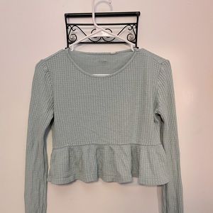 Mint Green Long Sleeve Crop Top